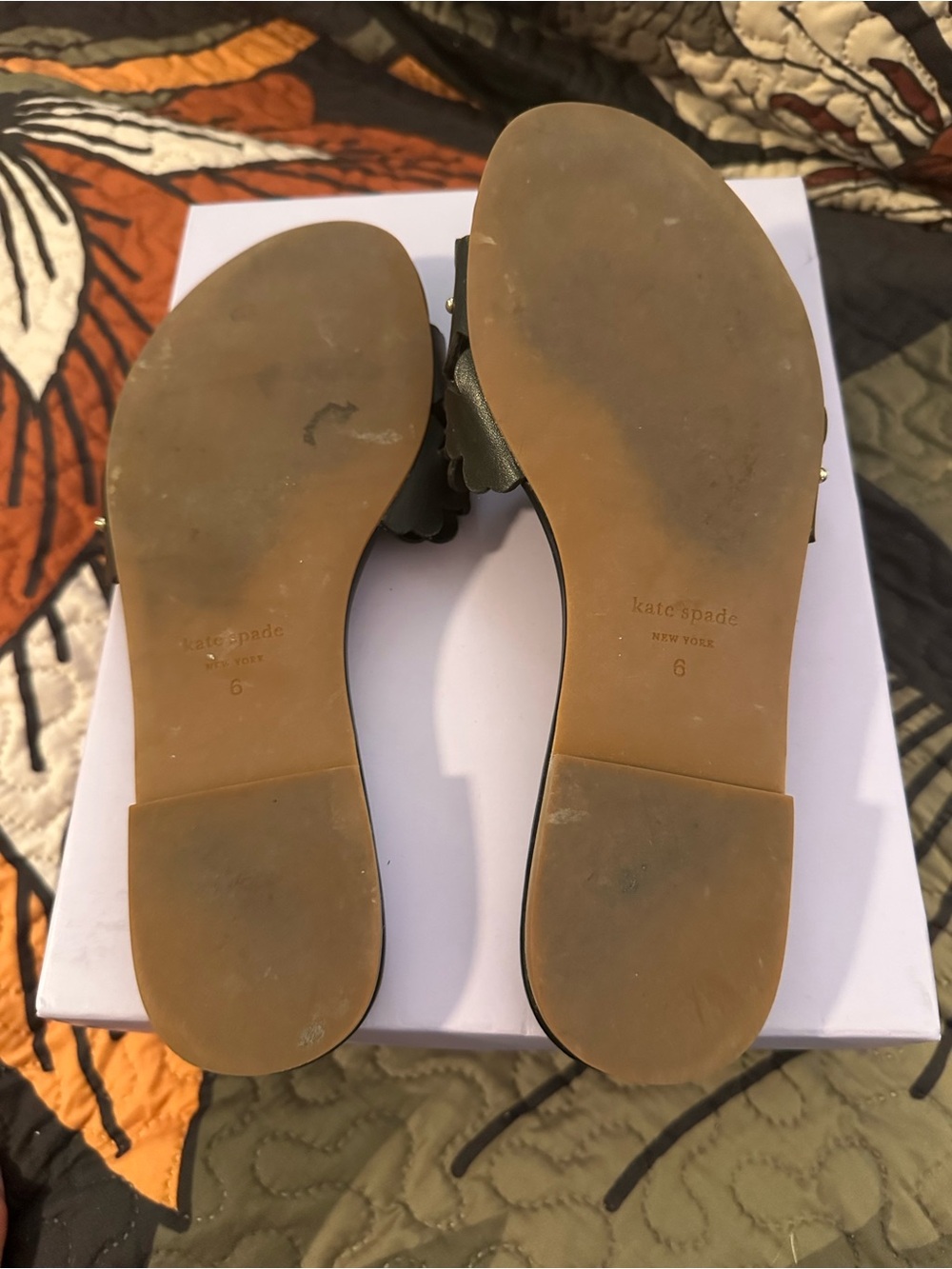 kate spade black floral leather slide mules - Picture 3 of 4